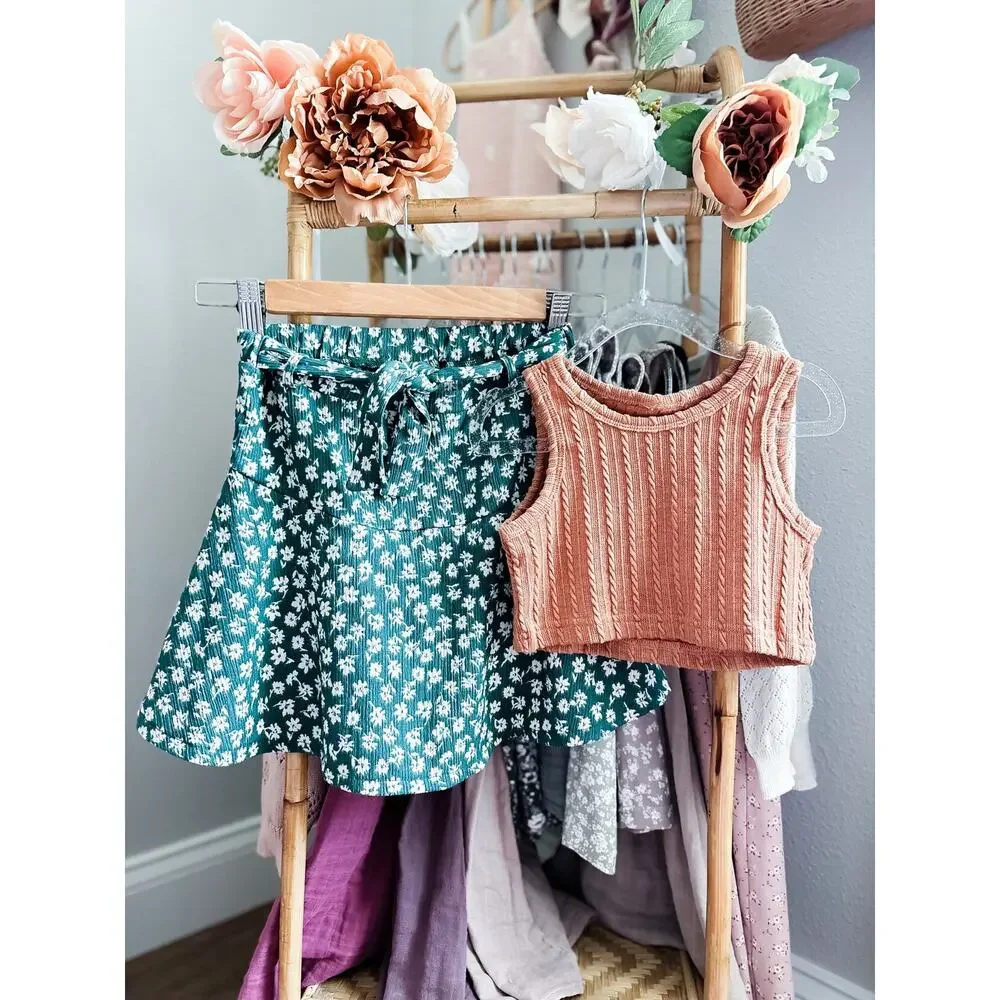 Zara Garden Party Blooming Floral Skater Skirt + Cinnamon Crop Top
